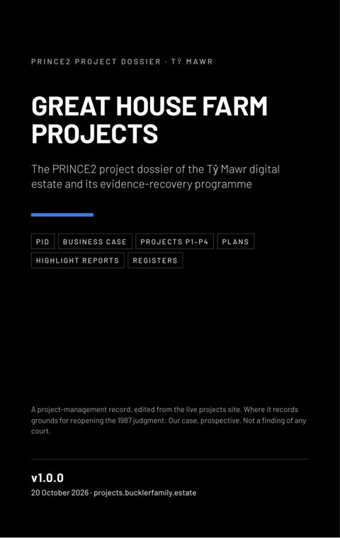 Cover: Great House Farm Projects, version 1.0.0